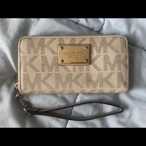 Michael Kors Tan Logo Wristlet Wallet